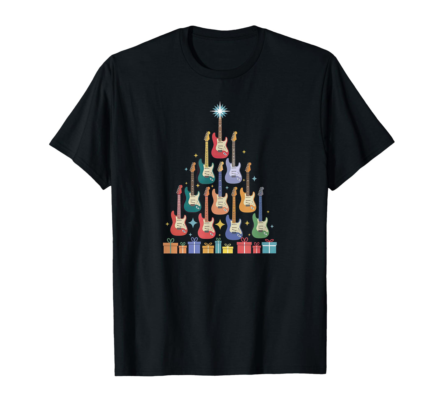 Christmas Guitar Christmastree Tree Made Out of Guitars T-Shirt