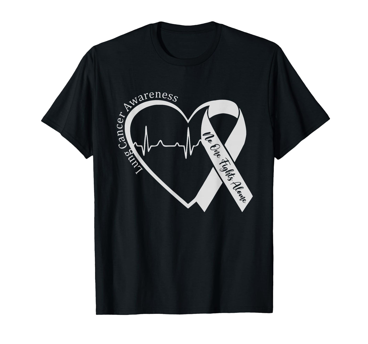 Lung Cancer Awareness Heart White Ribbon Support T-Shirt