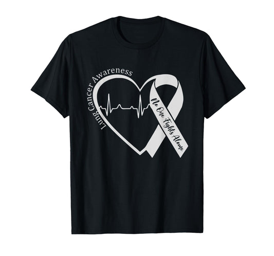 Lung Cancer Awareness Heart White Ribbon Support T-Shirt
