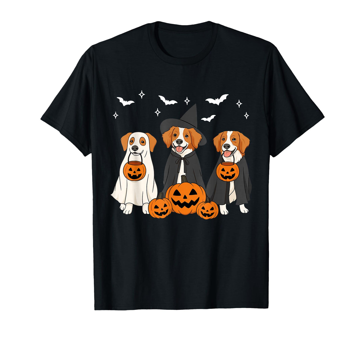 Witch Brittany Spaniel Dog Halloween Ghost Brittany Dog Mom T-Shirt