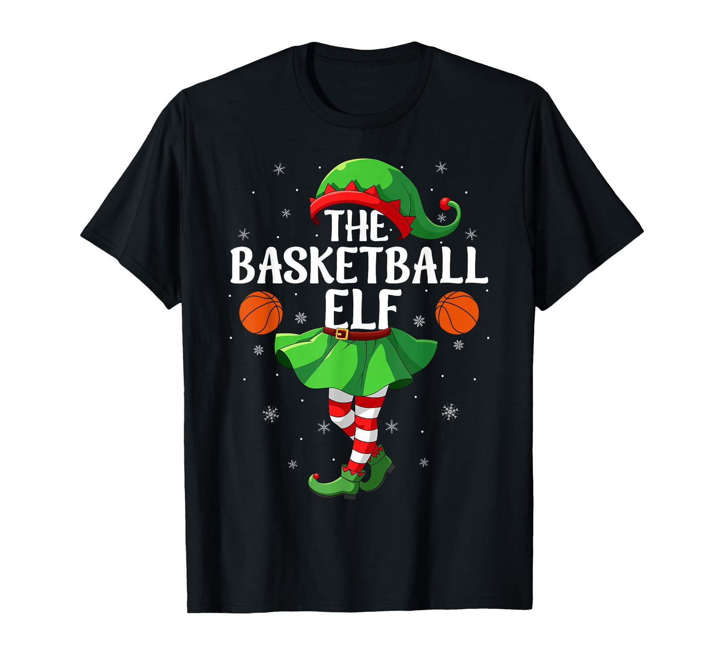 Basketball Elf Christmas Girls Women Elf Squad Xmas Family T-Shirt