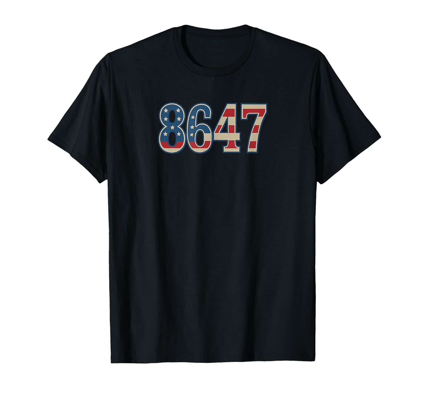 8647 USA Flag, American Centered Text T-Shirt