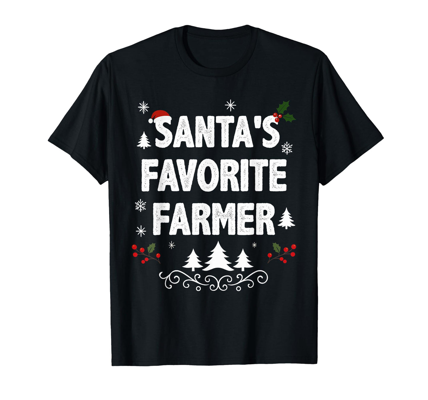 Santa's Favorite Farmer Funny Holiday Christmas Pajamas T-Shirt