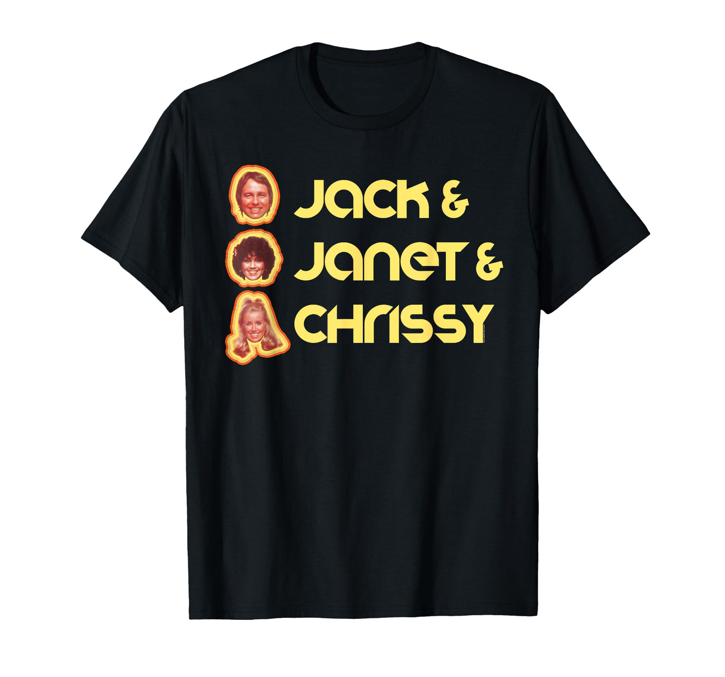 Jack & Janet & Chrissy Three's Company Roommate Faces Retro T-Shirt