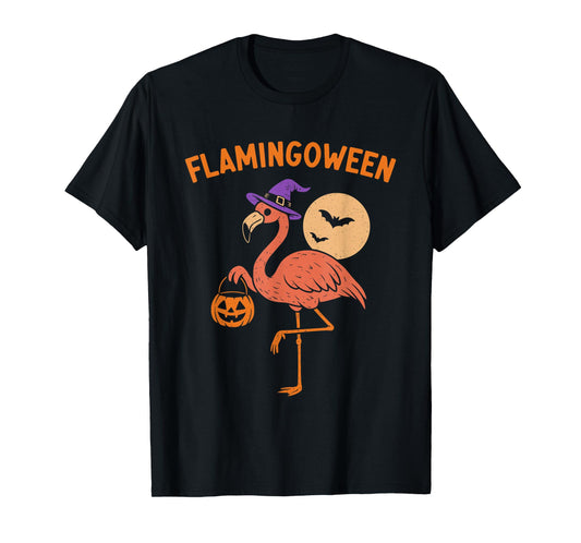 Flamingoween Flamingo Halloween Jack O Lantern T-Shirt