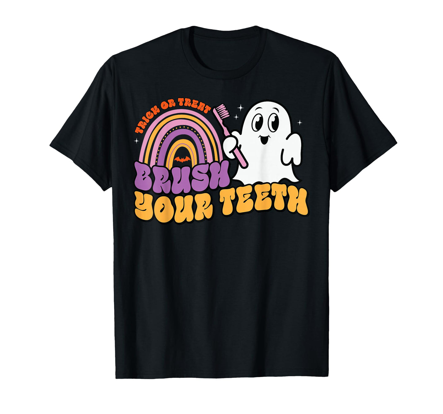 Trick Or Treat Brush Your Teeth Ghost Cute Halloween Dentist T-Shirt