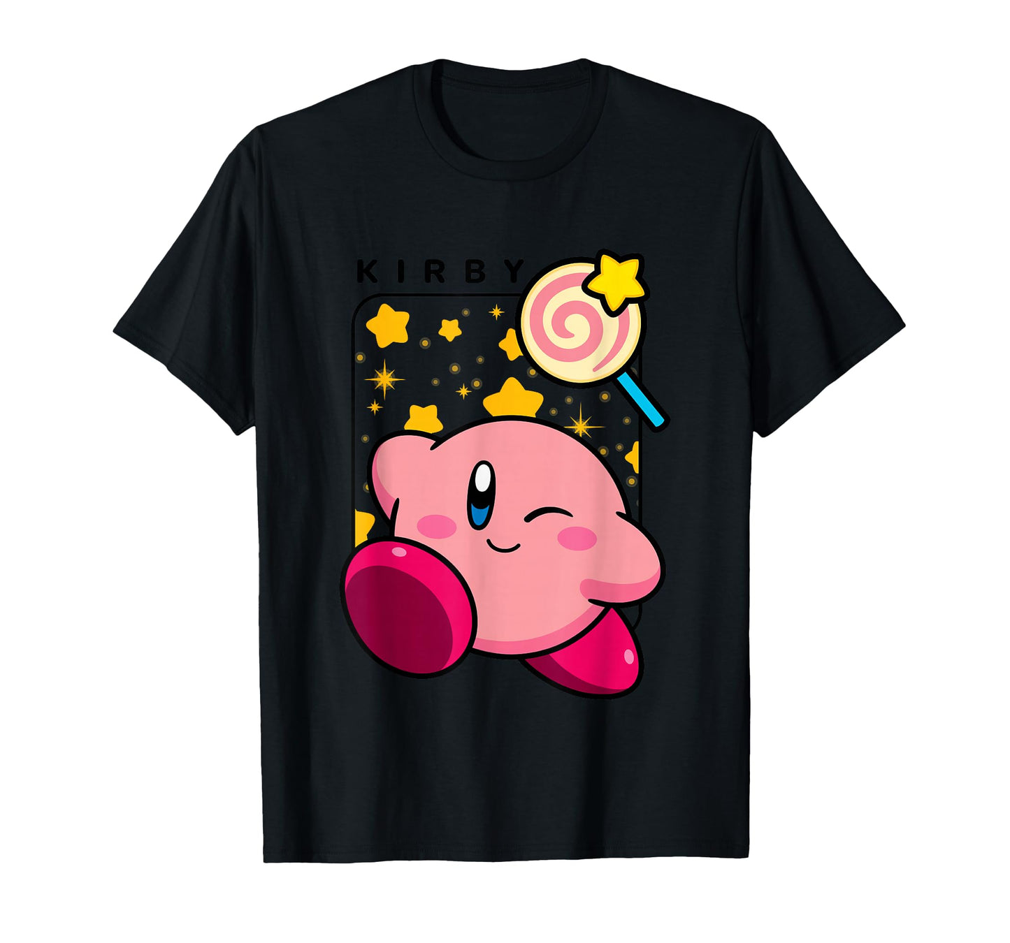Kirby Lollipop & Stars Big Cute Nintendo Portrait T-Shirt