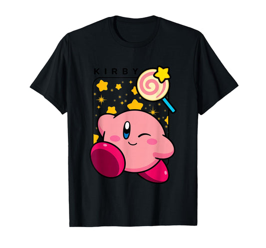 Kirby Lollipop & Stars Big Cute Nintendo Portrait T-Shirt