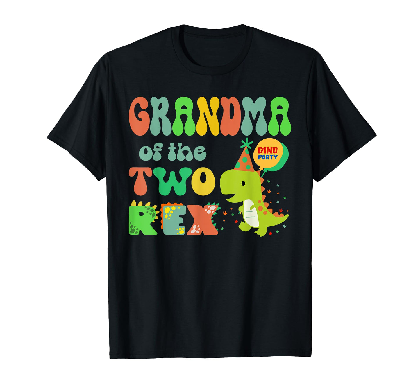 Grandma of the Two Rex Birthday Dinosaur Family Matching T-Shirt