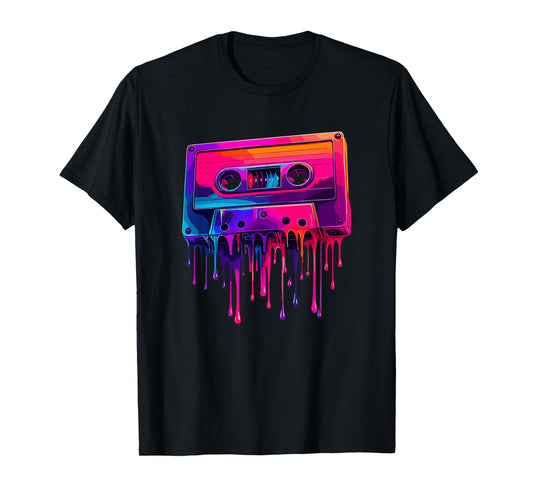 Dripping Paint Art Cassette Player Music Tape Recorder T-Shirt