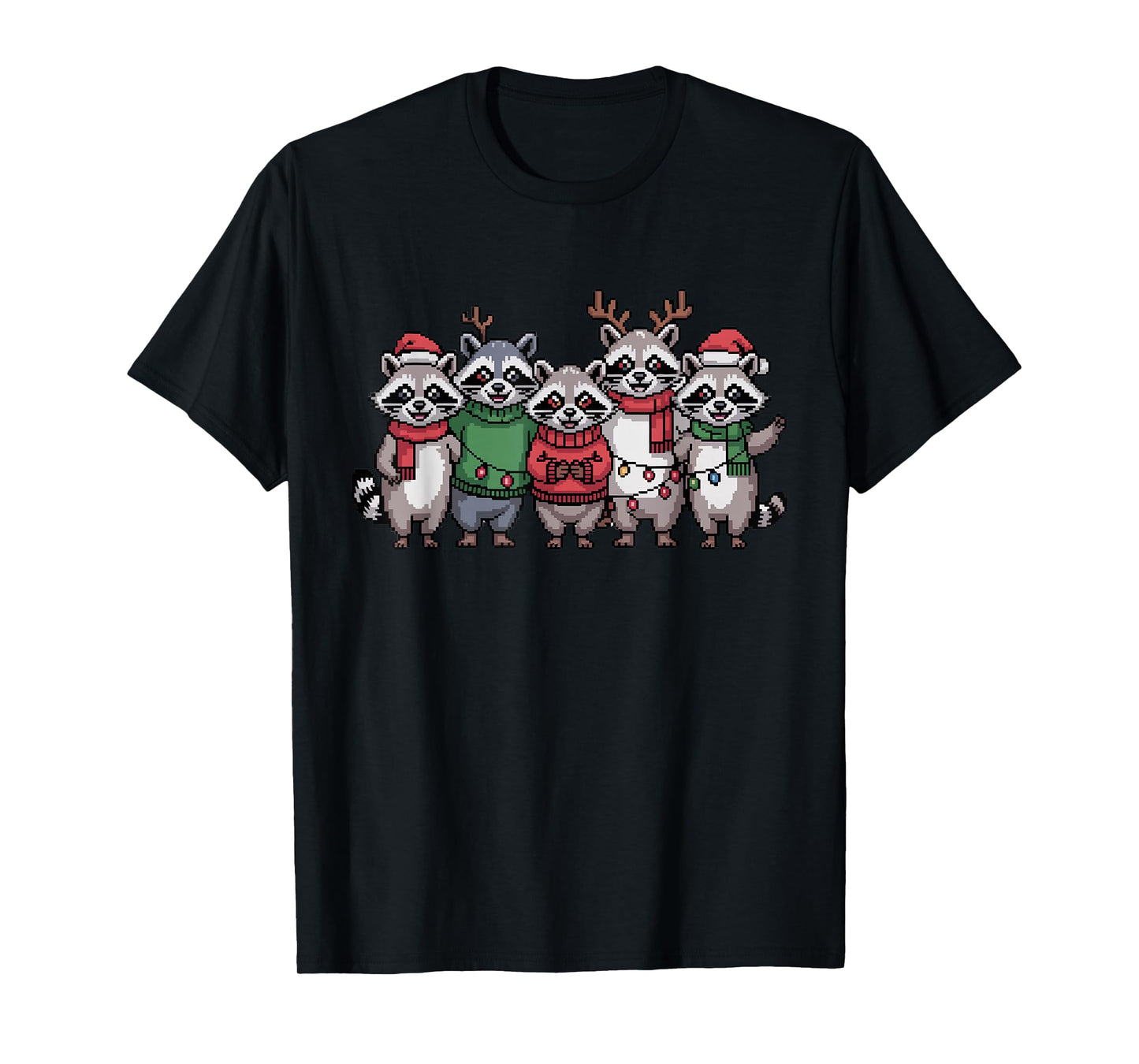 Christmas Lights Raccoon Santa Funny Xmas Tree for Men Women T-Shirt