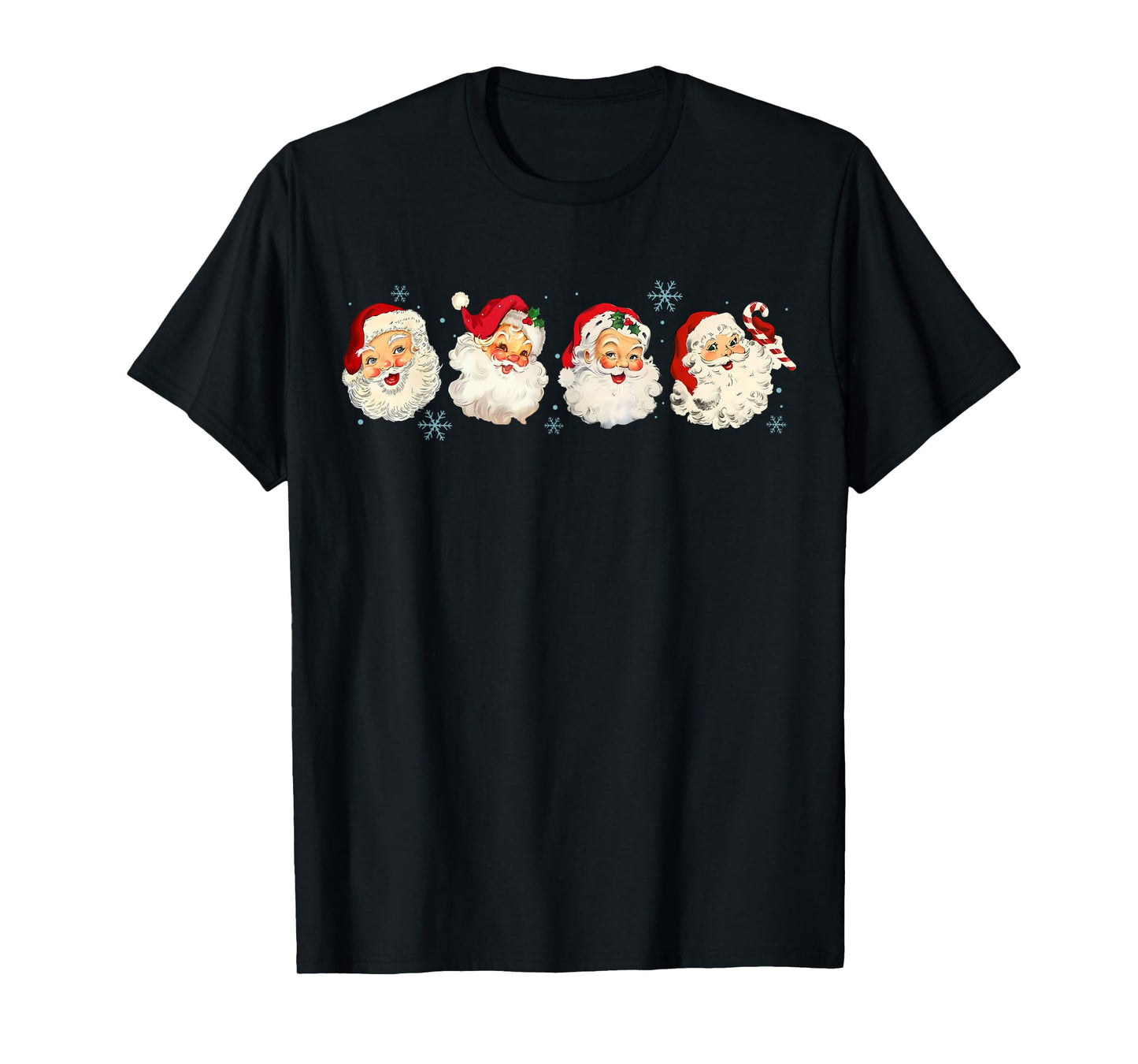Vintage Christmas Santa Claus Faces Funny Old Fashioned Xmas T-Shirt