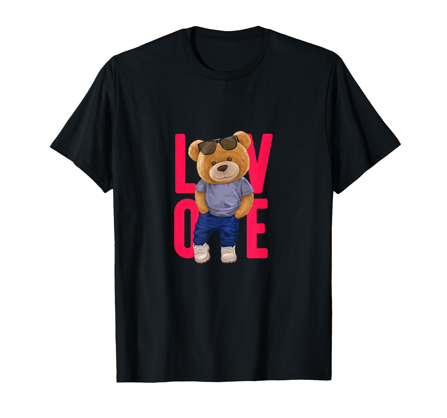 Wear Cool Teddy Bear Fashion Guy Cartoon Graphic Designs Fun T-Shirt