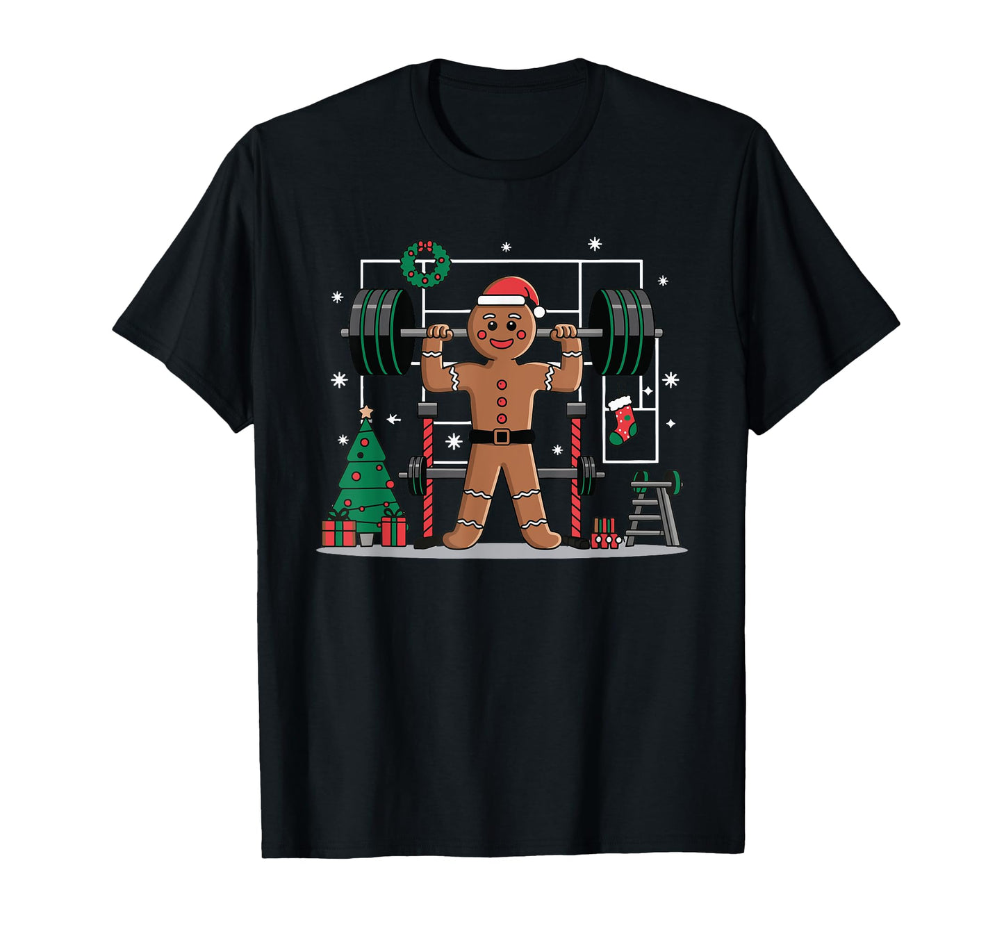 Gingerbread Weightlifting Workout Bodybuilding T-Shirt
