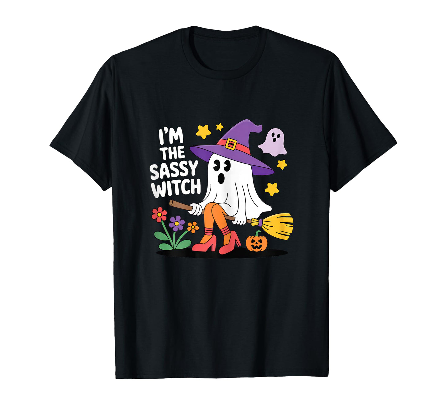 Funny Sassy Witch Halloween Ghost Cute Broomstick Magic Humo T-Shirt