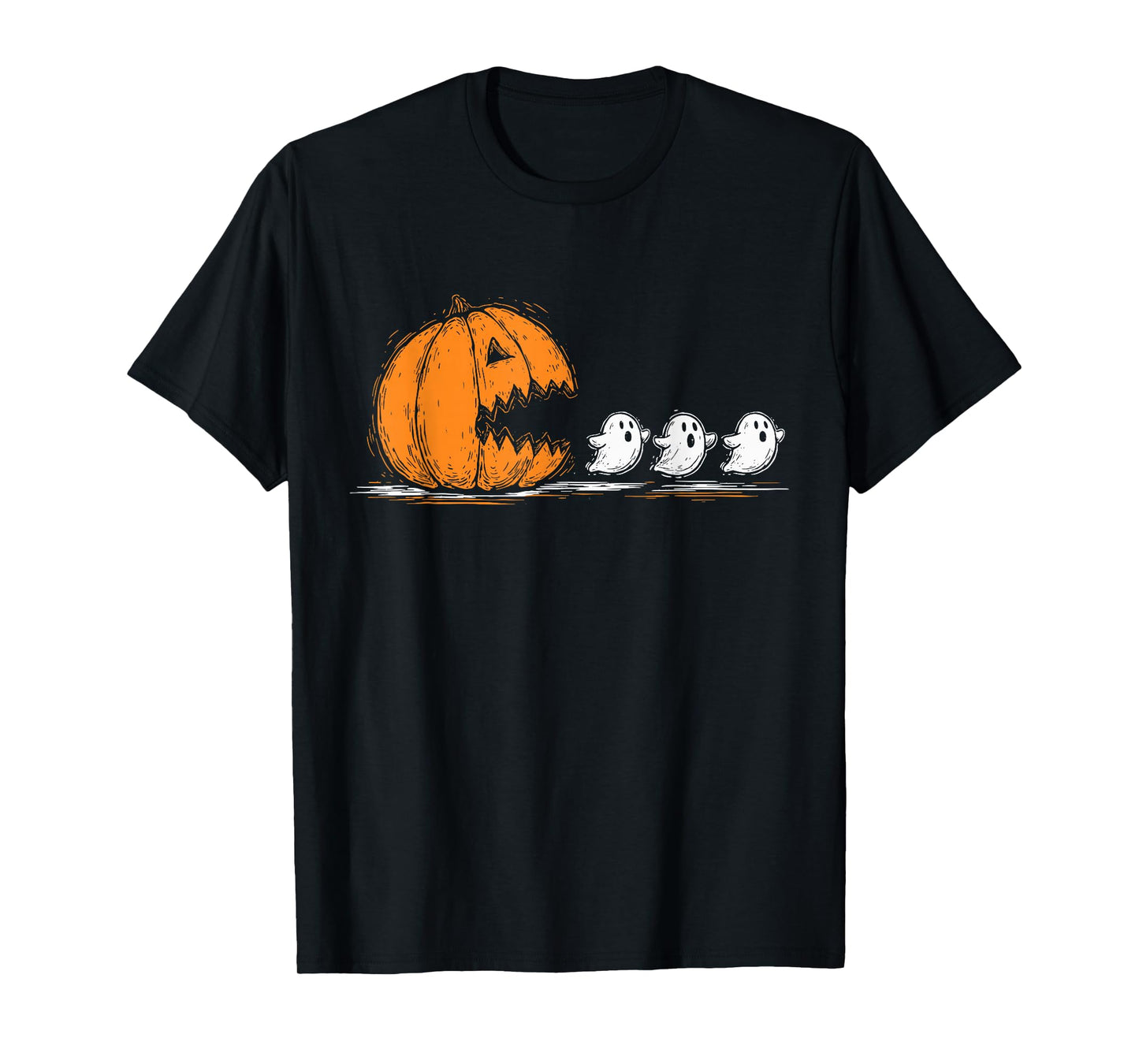Vintage Funny Halloween Pumpkin Chasing Ghost Spooky Season T-Shirt