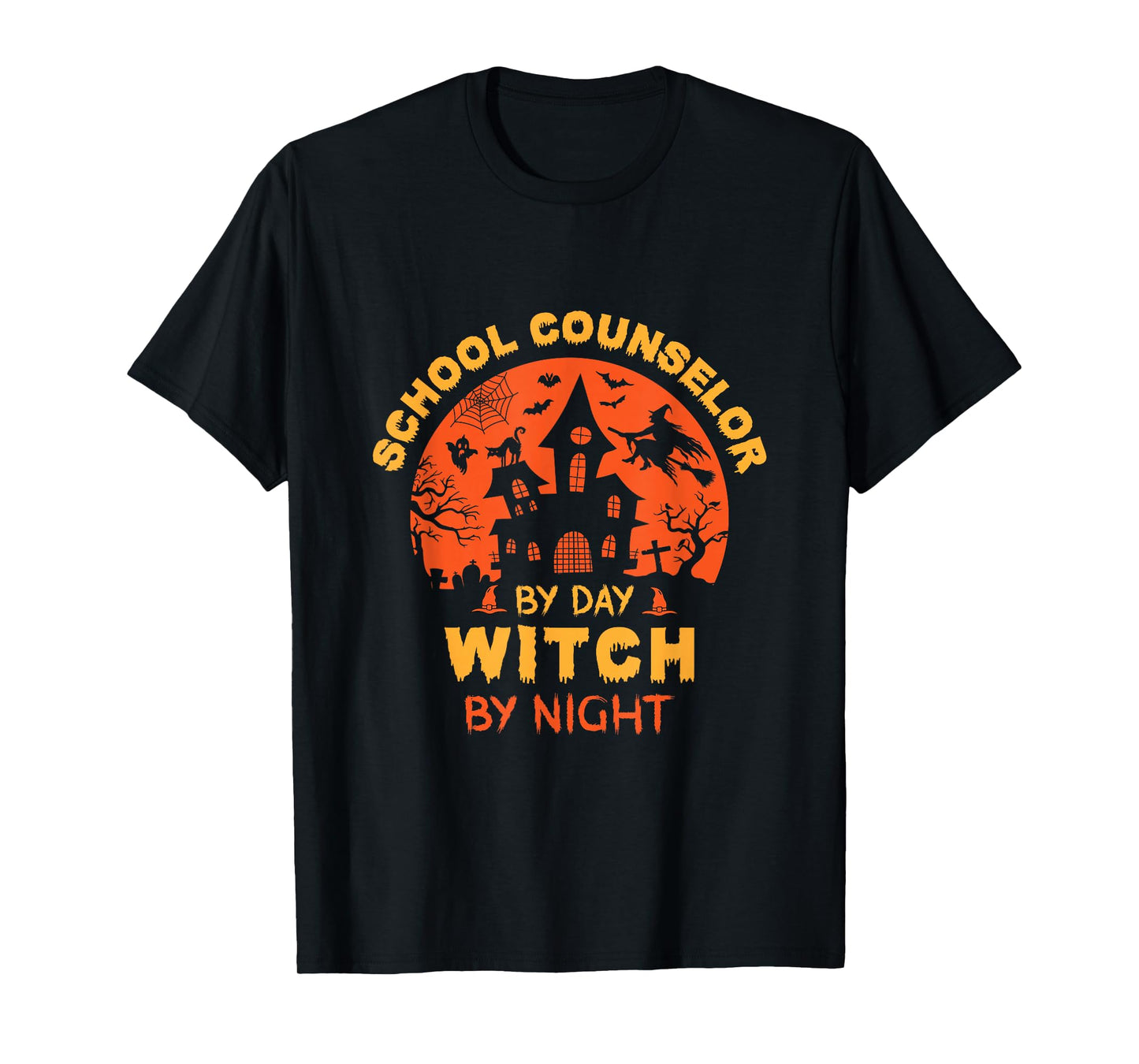 School Counselor by Day Witch by Night Funny Halloween T-Shirt