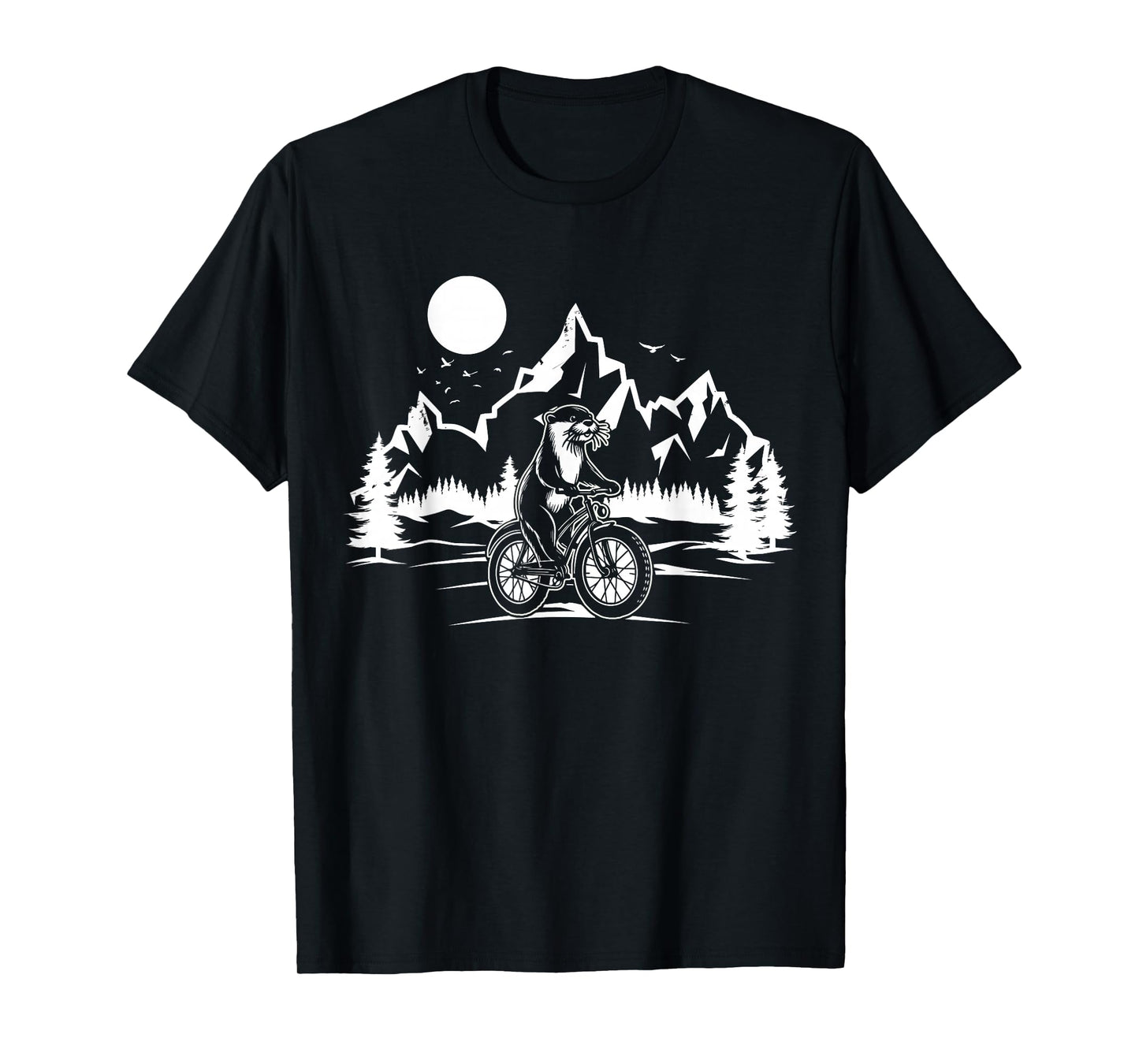 Otter Riding Bicycle Vintage Mountain Biking Otter Biker T-Shirt