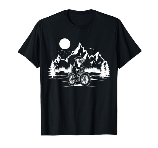 Otter Riding Bicycle Vintage Mountain Biking Otter Biker T-Shirt