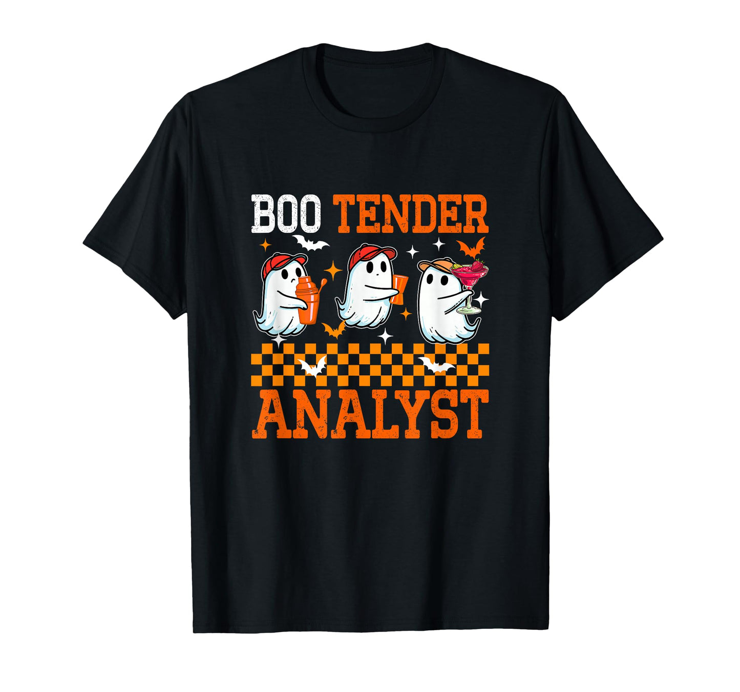 Boo Tender Analyst Halloween Bartender Job Three Cute Boos T-Shirt