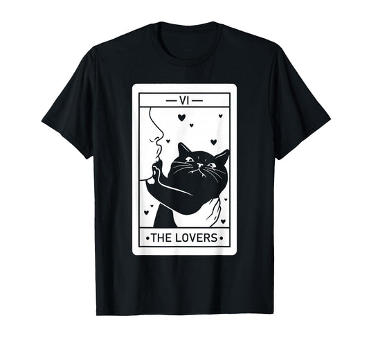 The Lovers Cat Humor Tarot Card Halloween Black Cats Lover T-Shirt