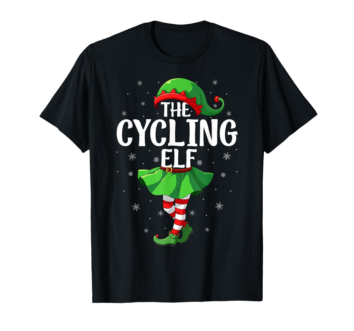 Cycling Elf Christmas Girls Women Elf Squad Xmas Family T-Shirt