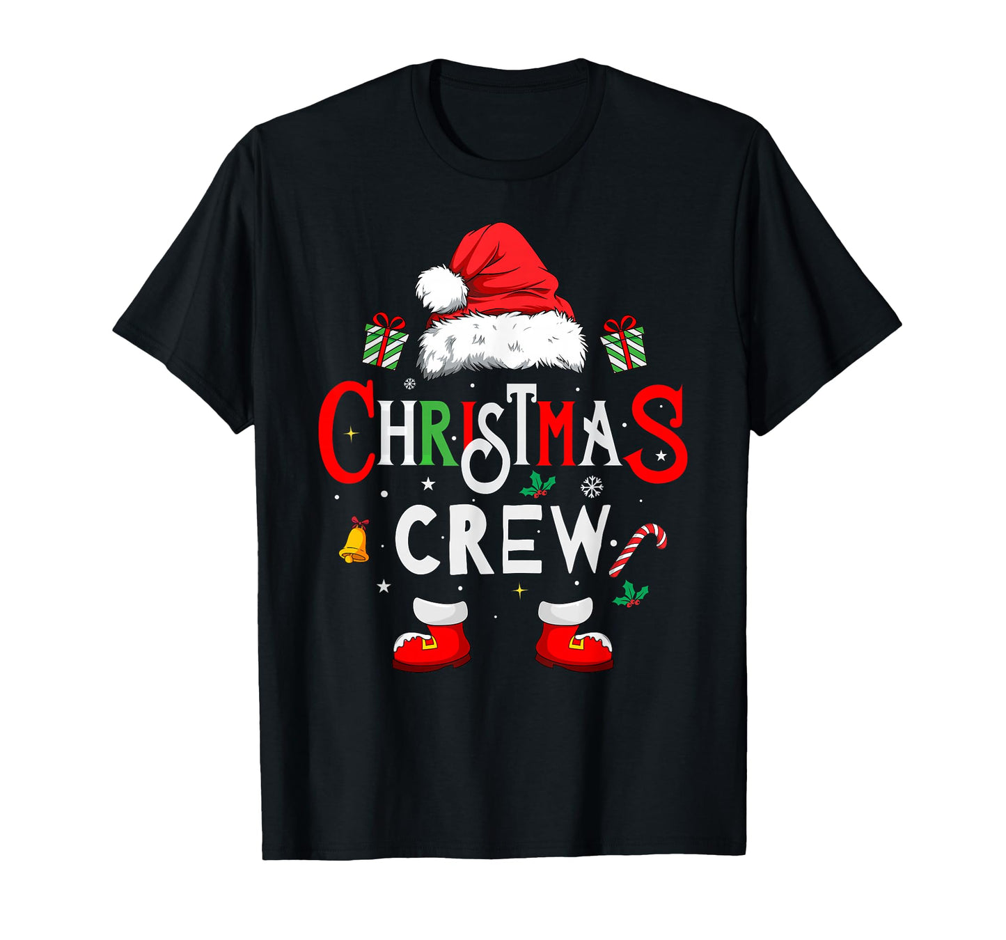 Christmas Crew Pajamas Matching Family Santa Squad Xmas T-Shirt