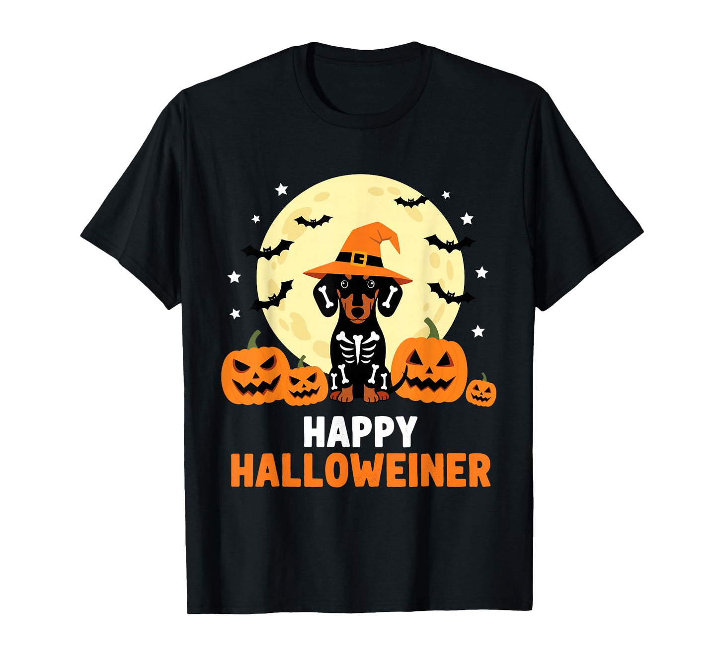 Happy Halloweiner Funny Halloween Dachshund Witch Skeleton T-Shirt