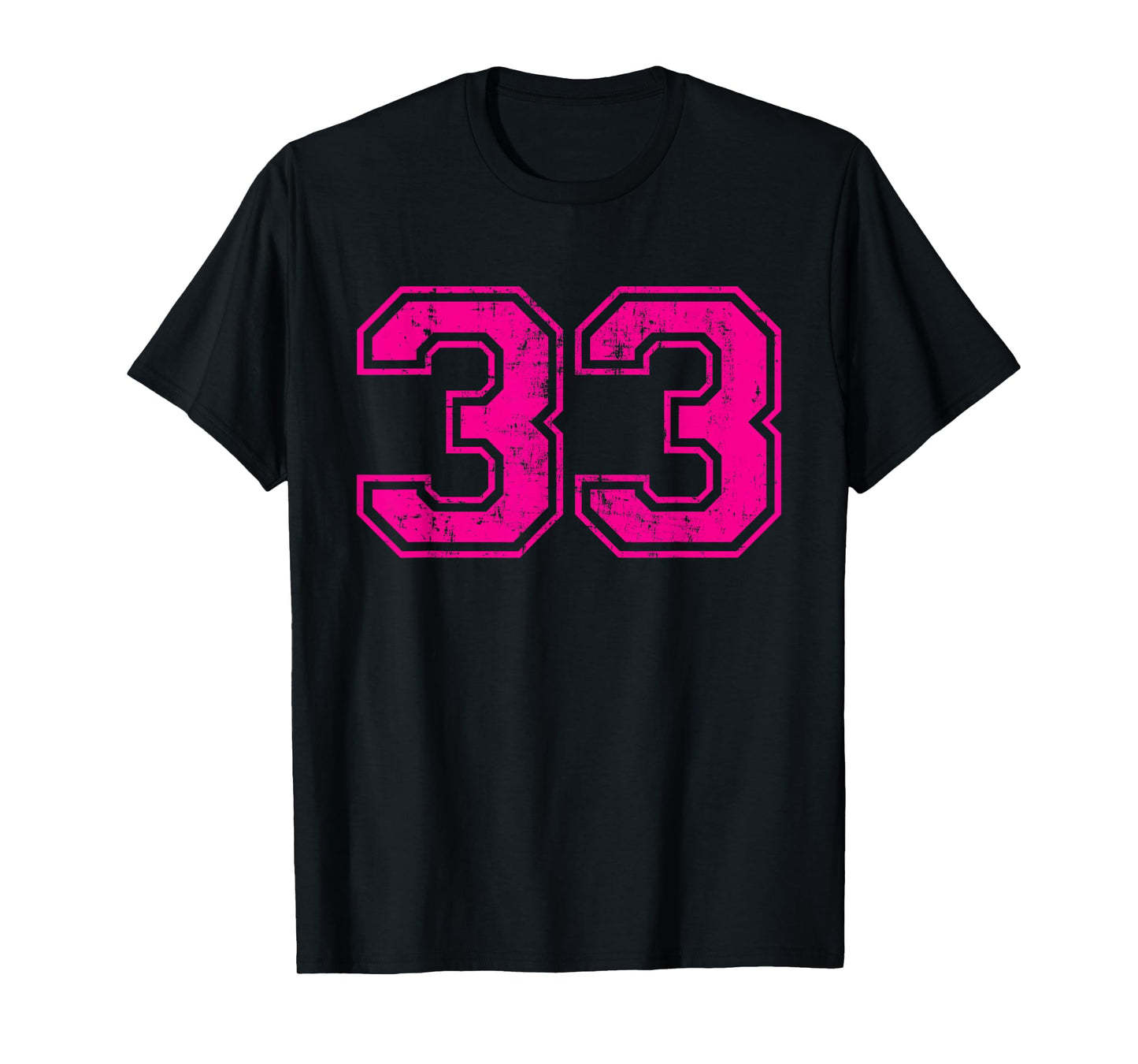 Number 33 Varsity Distressed Vintage Sport Team Player's T-Shirt