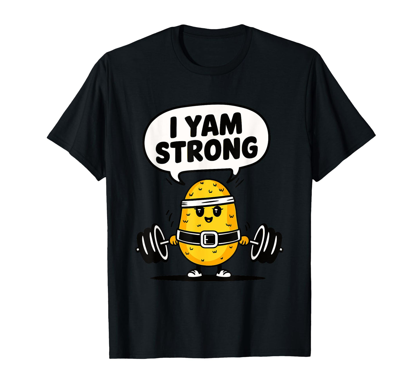 Funny I Yam Strong Gym Potato Pun Workout Design T-Shirt