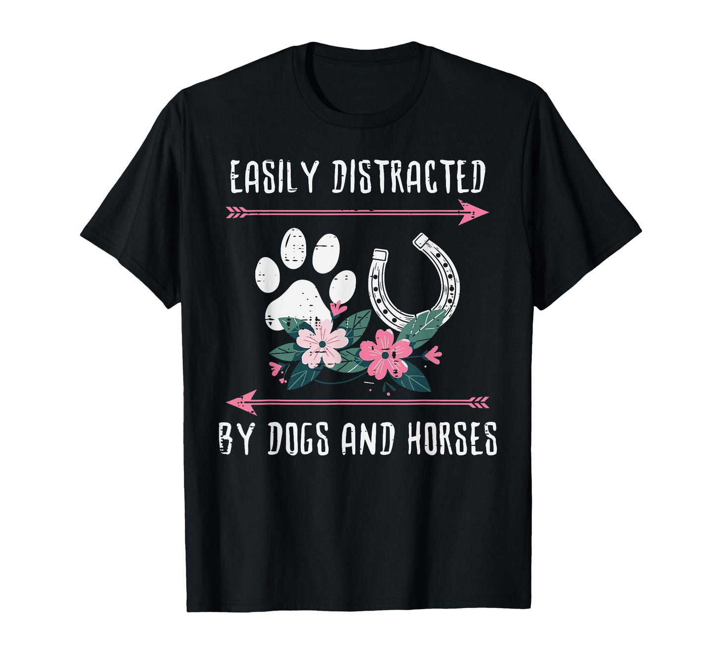 Easily Distracted Dogs Horses Equestrian Women Girls Kids T-Shirt