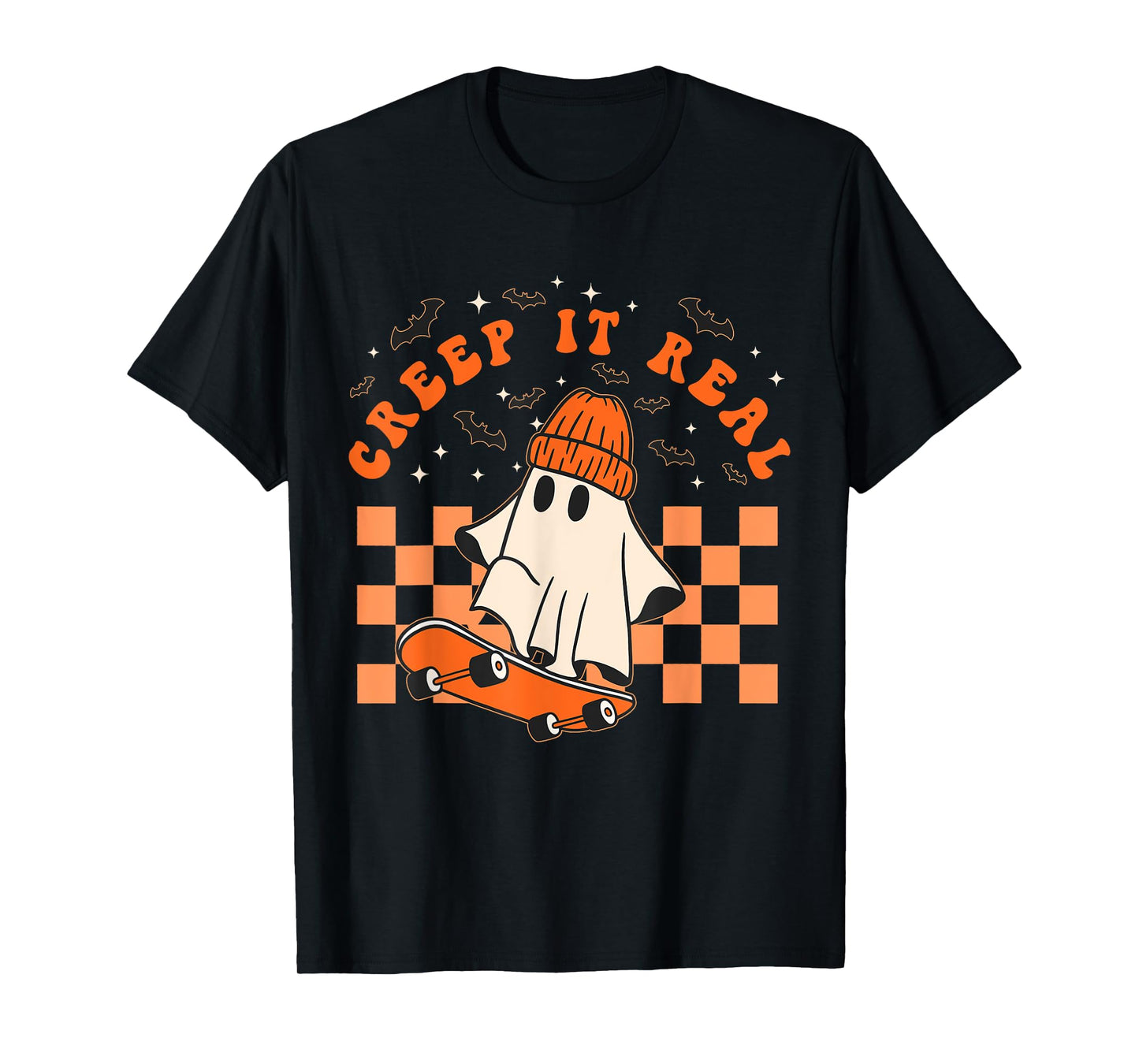 Creep It Real Vintage Halloween Ghost Skateboarding T-Shirt