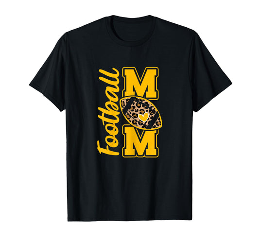 Leopard Royal Blue and Yellow High School Football Mom T-Shirt