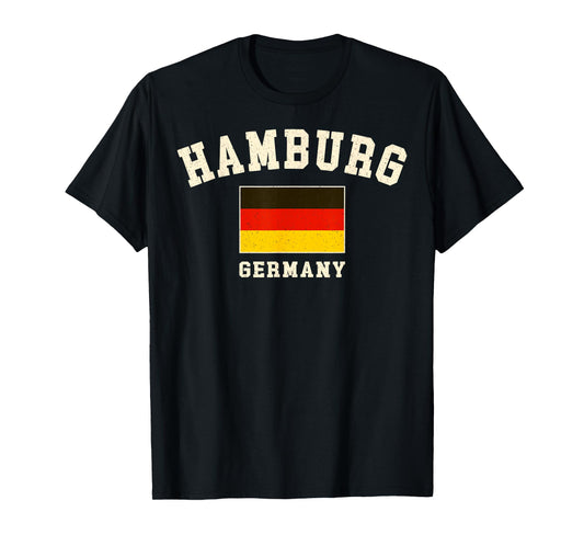 Vintage Hamburg Germany German Flag Souvenir Retro Graphic T-Shirt