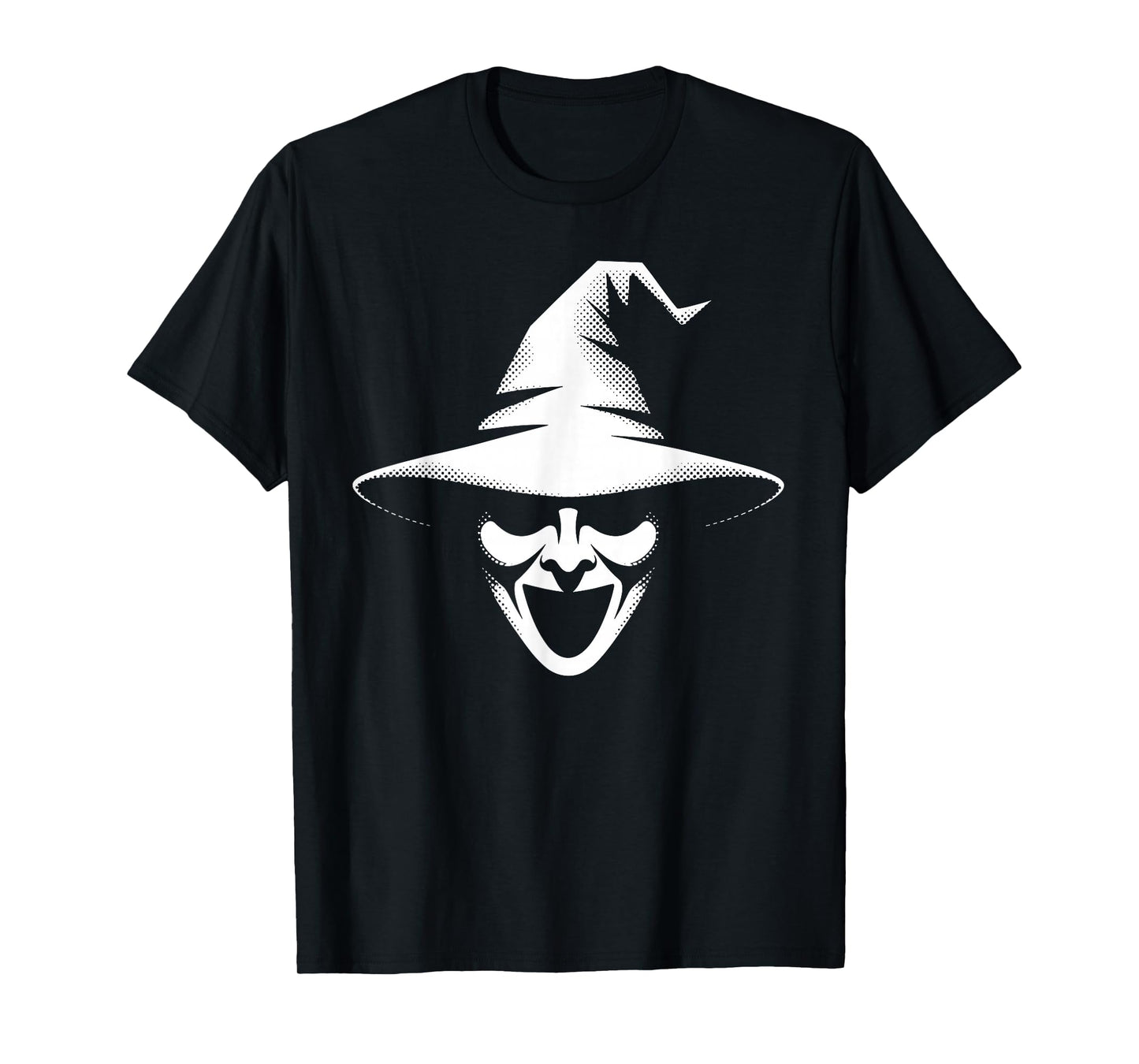 Creepy Witch Face Hat Halloween Party Spooky Costume T-Shirt