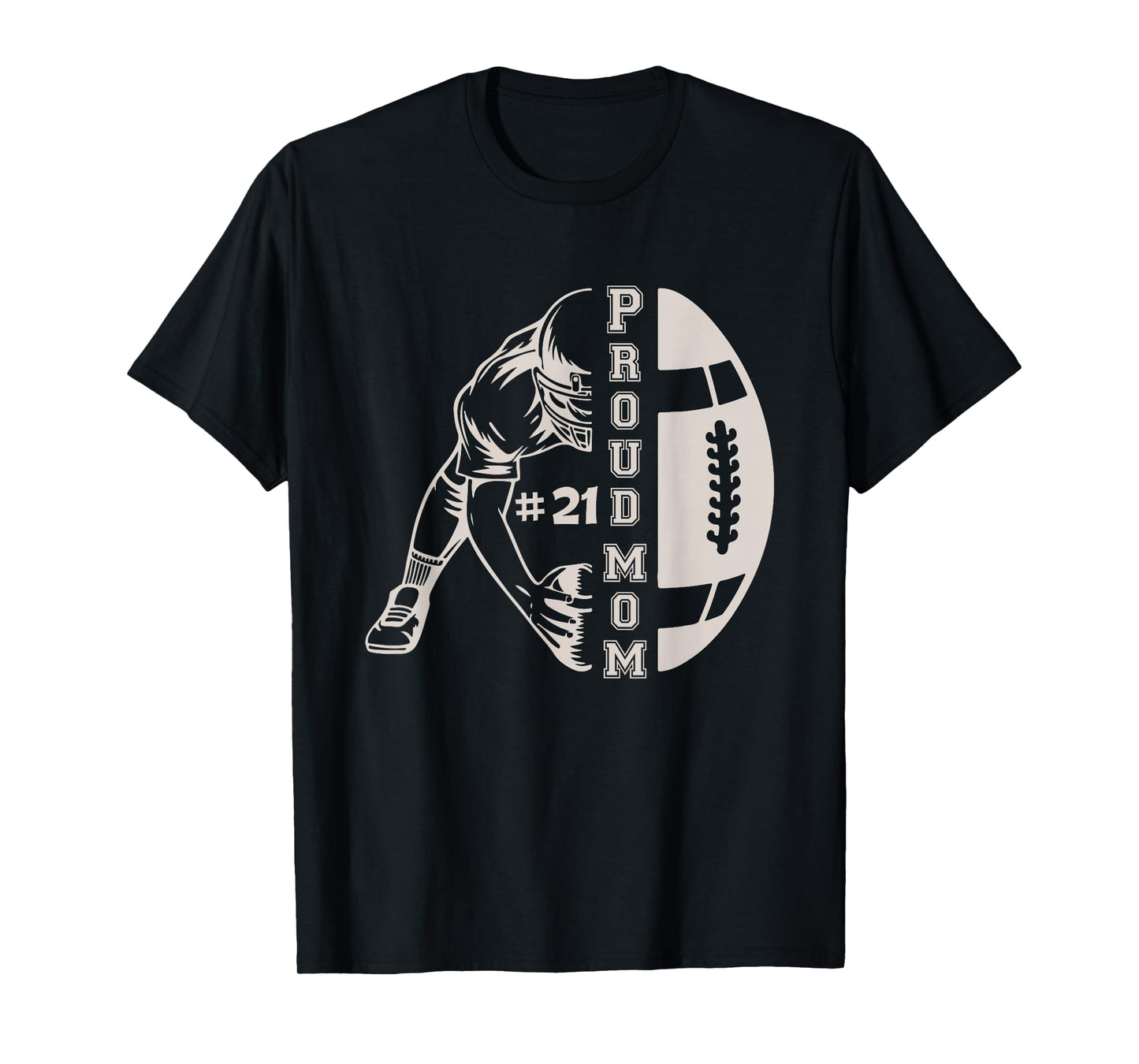 Customized Proud Football Mom Number 21 Player Game Day T-Shirt