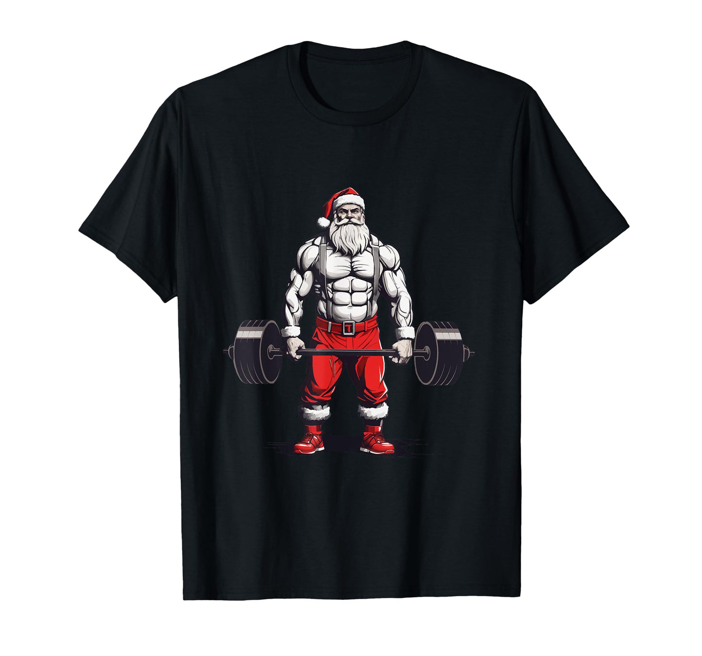 Santa Deadlift Bodybuilder Funny Fitness Christmas T-Shirt