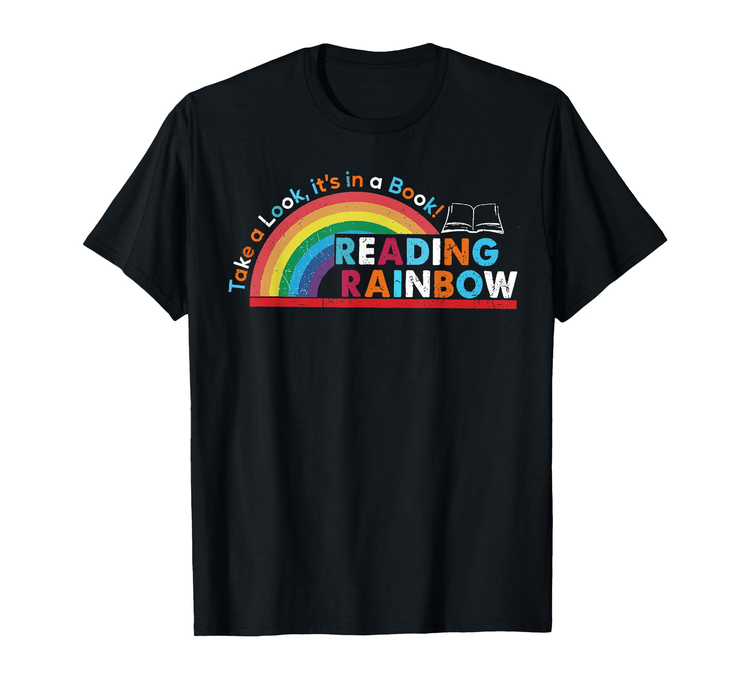 Take A Look A Book Vintage Reading Librarian rainbow T-Shirt