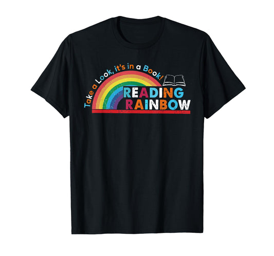 Take A Look A Book Vintage Reading Librarian rainbow T-Shirt