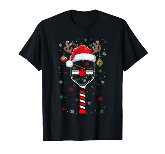 Funny Pickleball Player Christmas Holiday Reindeer Xmas T-Shirt