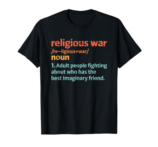 Dictionary Sarcastic Definition Religious War Definition T-Shirt - Unisex-Adults, Black, Small, Short Sleeve