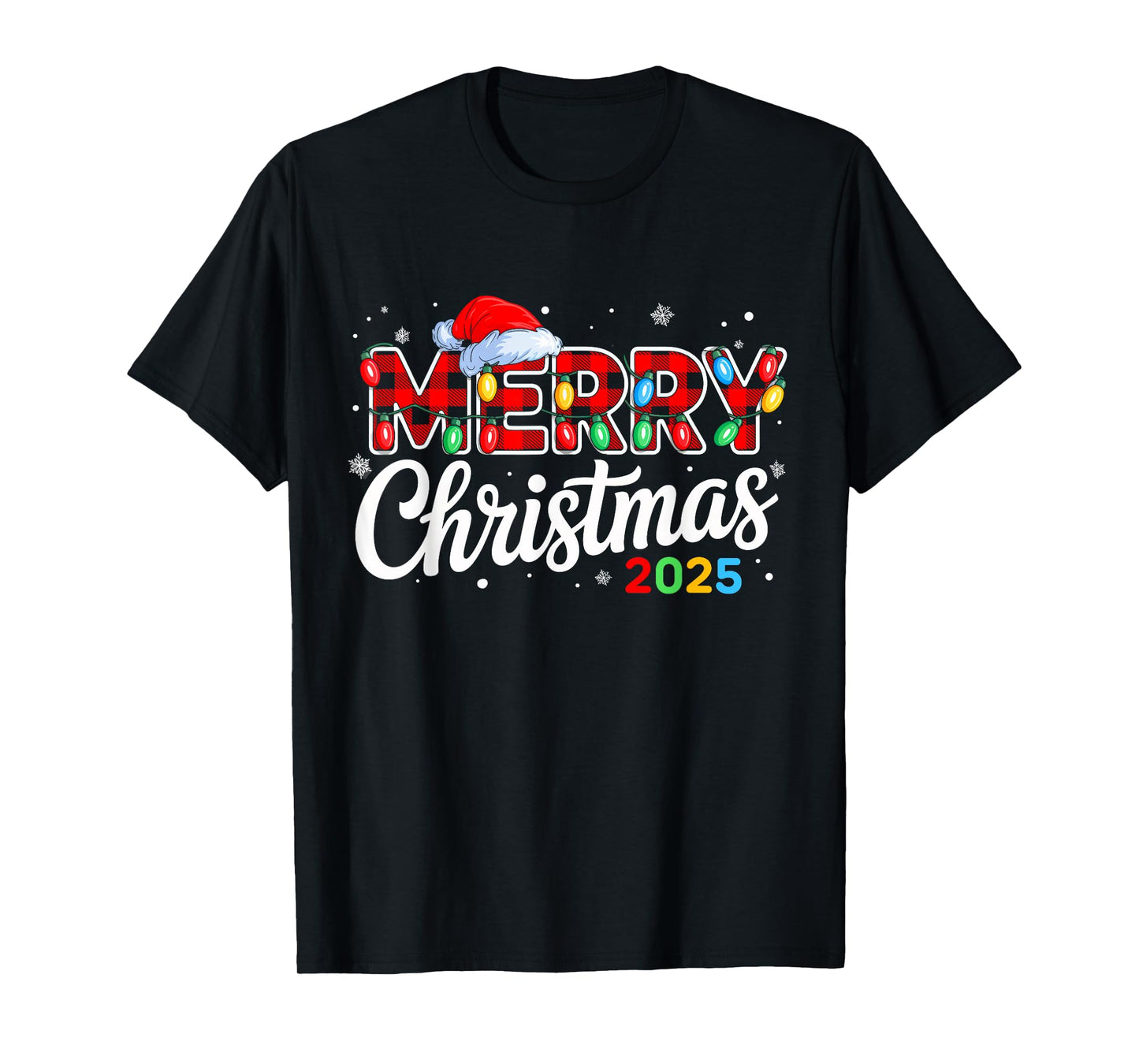 Merry Christmas 2025 Buffalo Plaid Santa Family Xmas 2025 T-Shirt