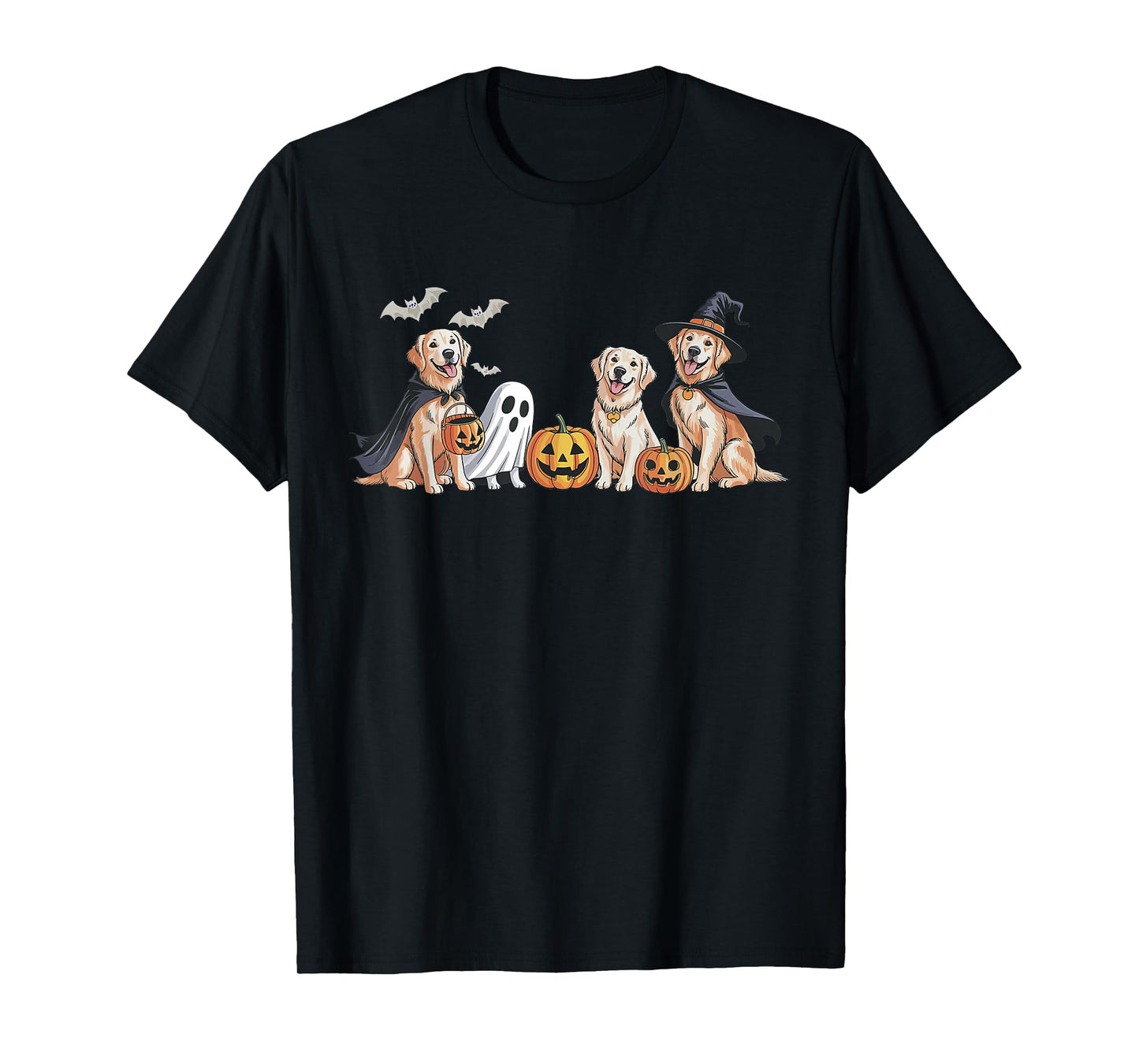 Retro Golden Retriever Dogs Ghost Boo Witch Funny Halloween T-Shirt