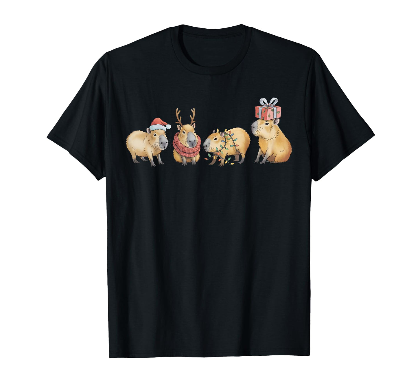 Funny Capybara Christmas Xmas Santa Capybara Men Women Kids T-Shirt