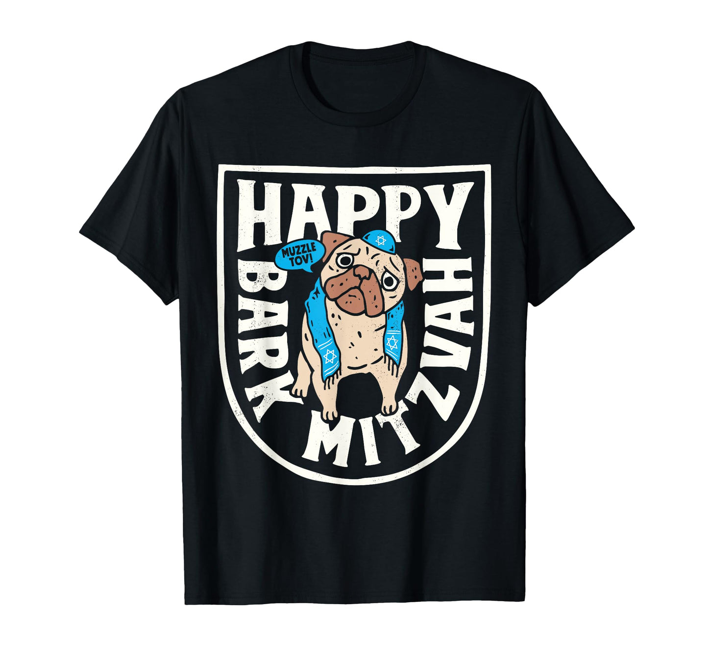 Hanukkah Pug Happy Bark Mitzvah Funny Jewish Chanukah Dog T-Shirt