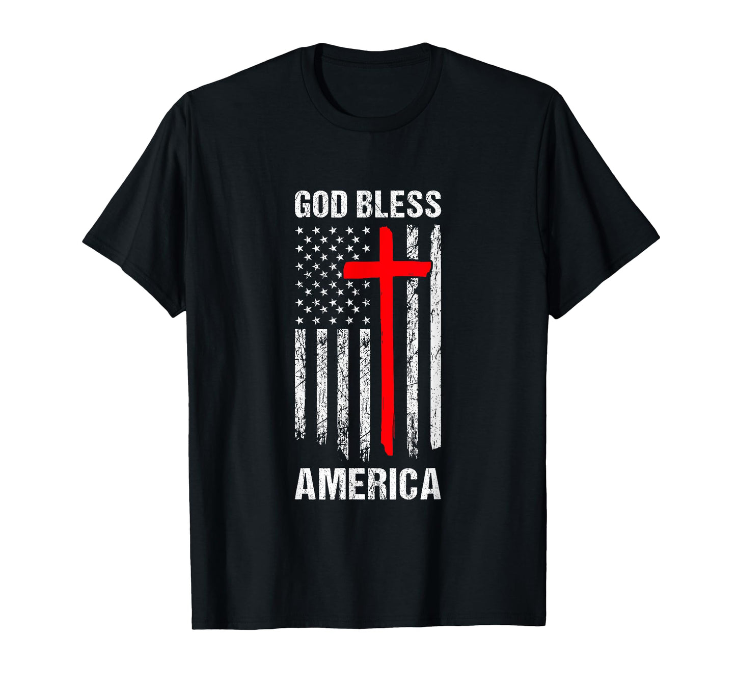 God Bless America Fourth of July Christian Patriot USA Flag Women Kids Men T-Shirt