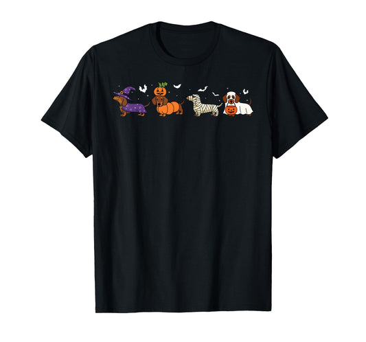 Dachshund Halloween Wiener Dog Pumpkin Weenie Witch T-Shirt