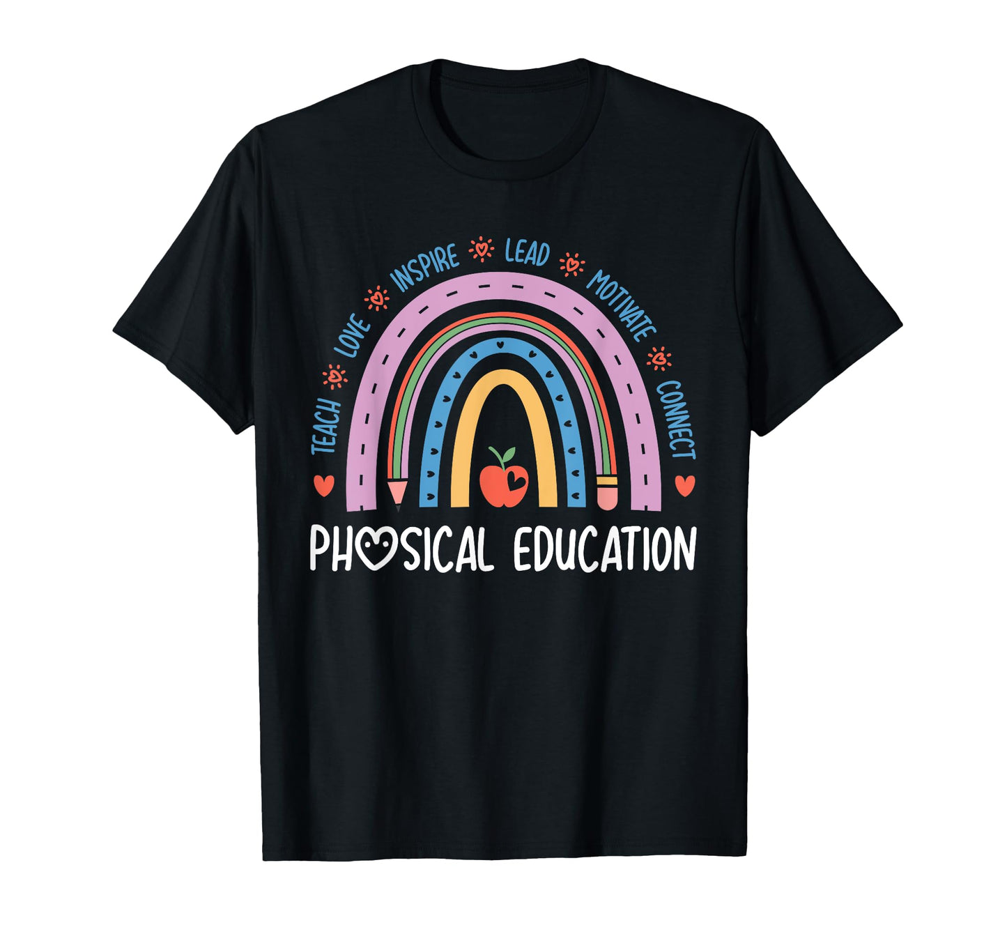 P.E. Teacher Boho Rainbow Funny Physical Education Teacher T-Shirt