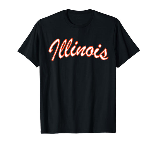 Retro Illinois Tee Vintage Illinois Orange Blue Throwback IL T-Shirt