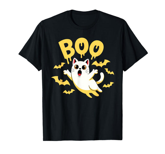 CAT Ghost Boo Cute Kitty Cats Lover Halloween Women Men T-Shirt